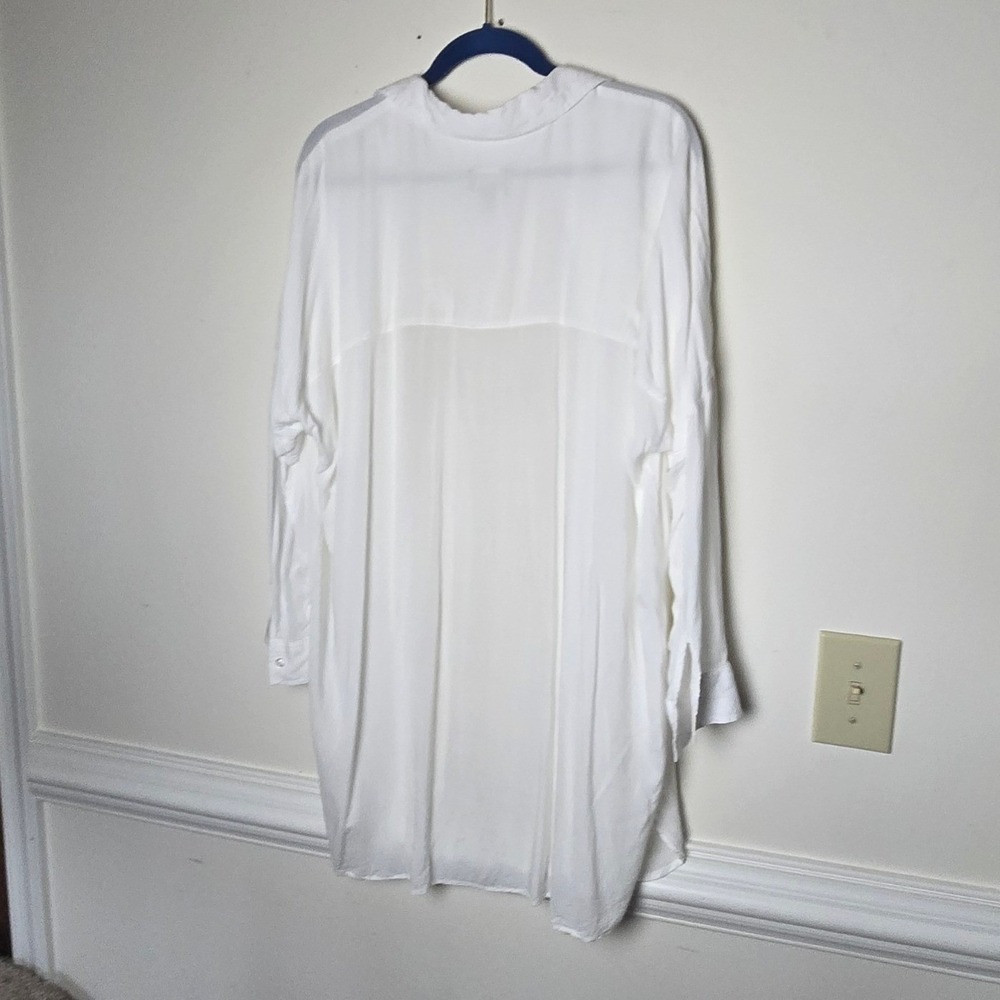 Lands' End Button Down Tunic bundle Womens M/L Purple White Long Sleeve - Picture 7 of 9